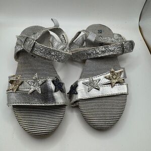 Carter's Toddler Girls Size 10 Silver Starry Formal Kids Sandals